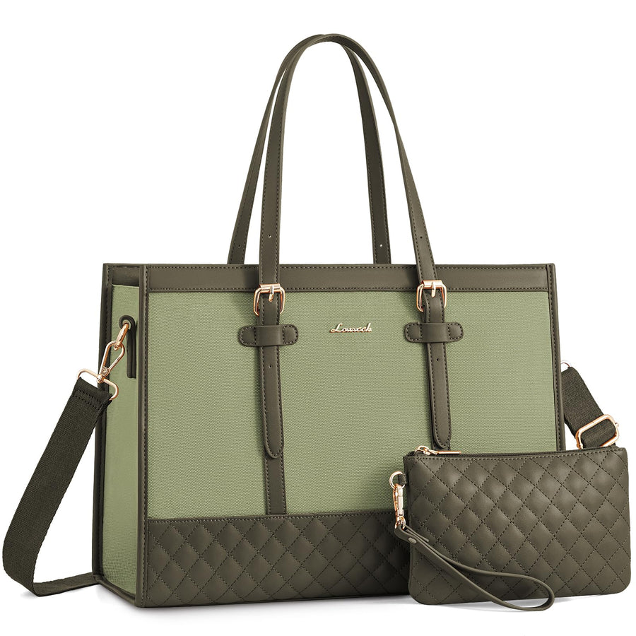Laptop Bag for Women 15.6 inch Canvas Laptop Tote Bag, Large Capacity Work Bag with Clutch Purse, Computer Bag Office Business Briefcase, Casual Handbag for Travel College Teacher School