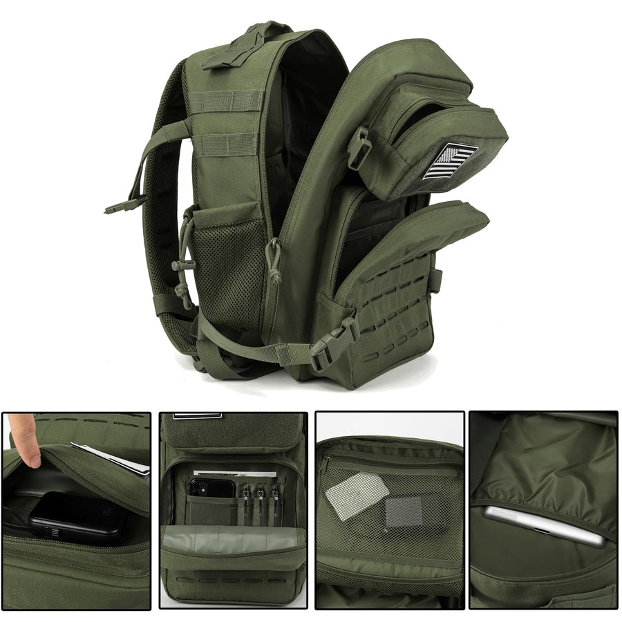 QT&QY 25L/35L/45L Military Tactical Backpack For Men Molle Daypack 3 Day Bug Out Bag Hiking Rucksack With Bottle Holder