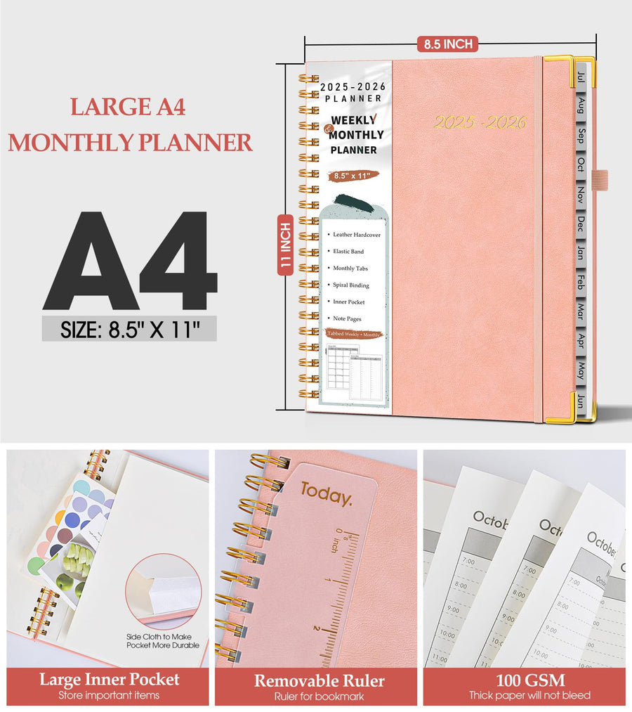 Academic Planner 2025-2026, Weekly and Monthly Calendar Planner from July 2025 - June 2026, 8.5