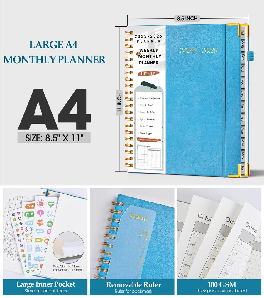 Academic Planner 2025-2026, Weekly and Monthly Calendar Planner from July 2025 - June 2026, 8.5