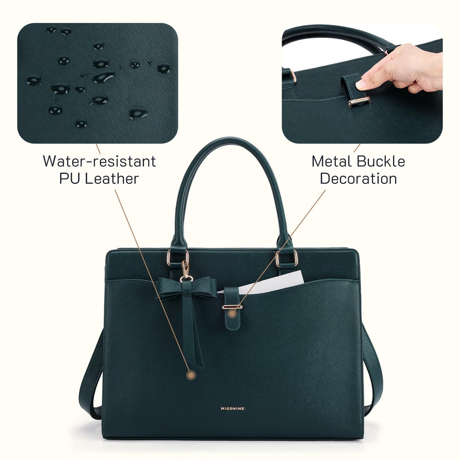 Laptop Tote Bag for Women 15.6 Inch Leather Work Bags Teacher Computer Purse Briefcase Handbag for Office, Travel