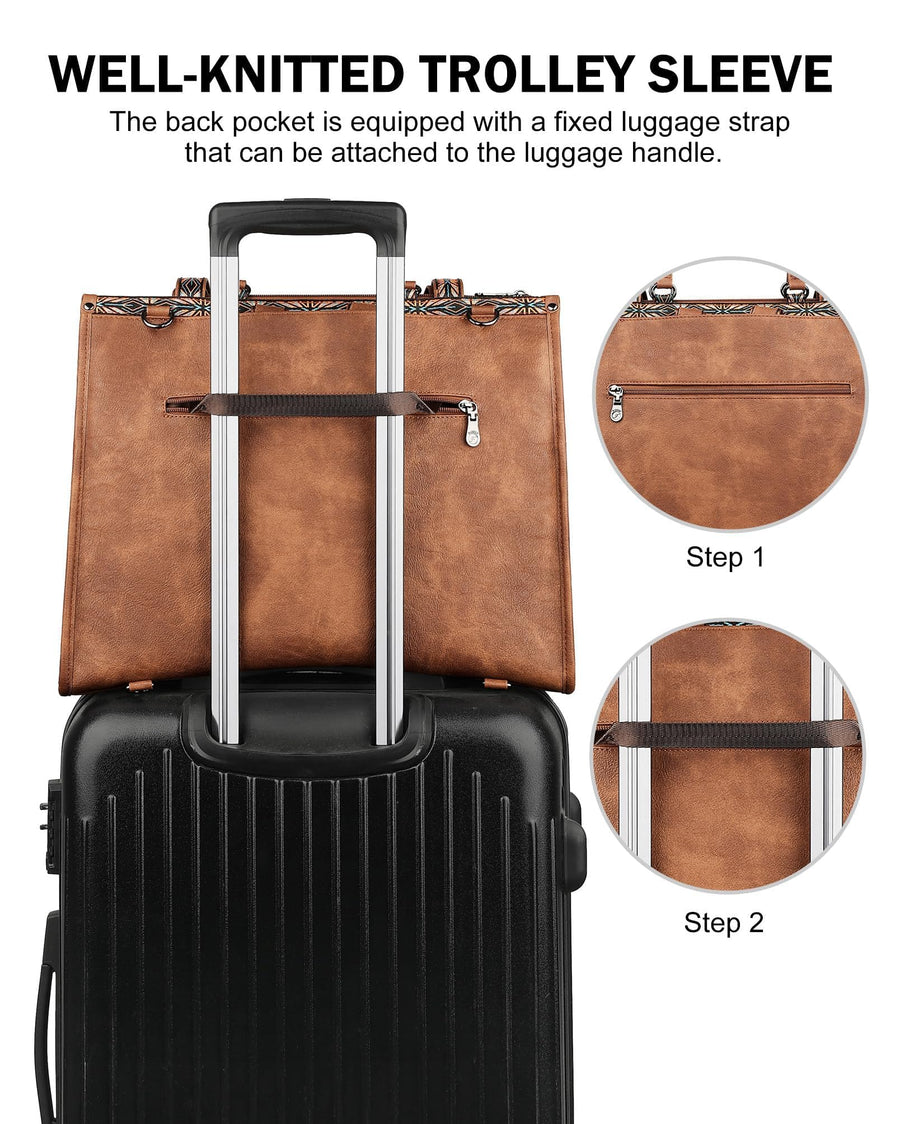 FADEON Laptop Bag for Women Designer PU Leather Large Tote Bags Packpack Purses with 15.6 Laptop Compartment Shoulder Handbag