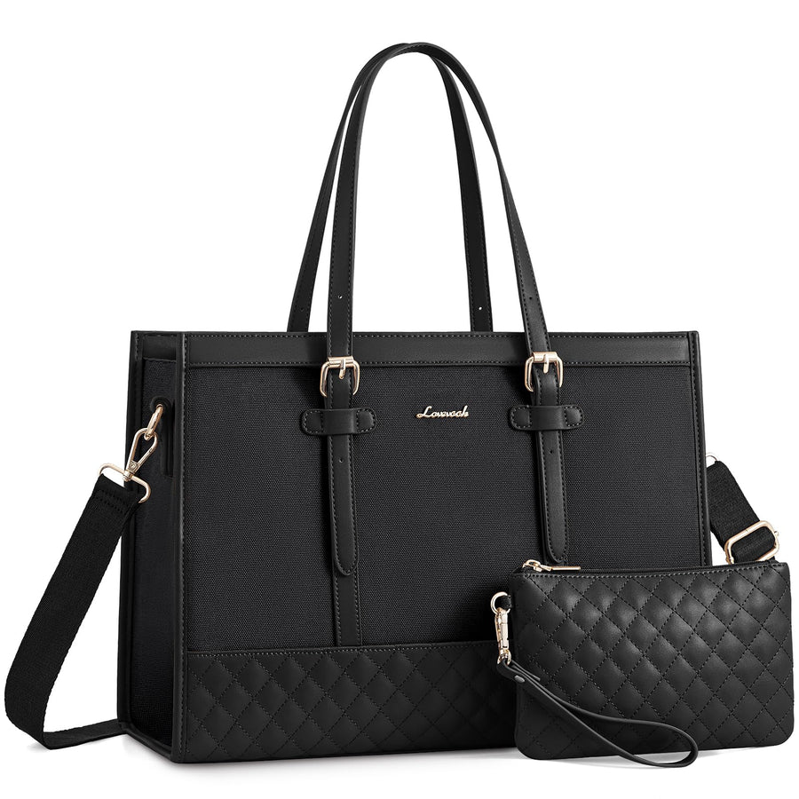 Laptop Bag for Women 15.6 inch Canvas Laptop Tote Bag, Large Capacity Work Bag with Clutch Purse, Computer Bag Office Business Briefcase, Casual Handbag for Travel College Teacher School