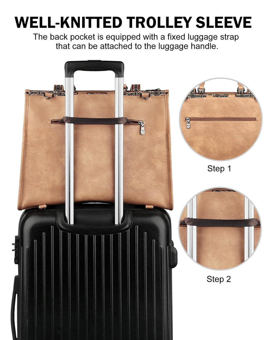 FADEON Laptop Bag for Women Designer PU Leather Large Tote Bags Packpack Purses with 15.6 Laptop Compartment Shoulder Handbag