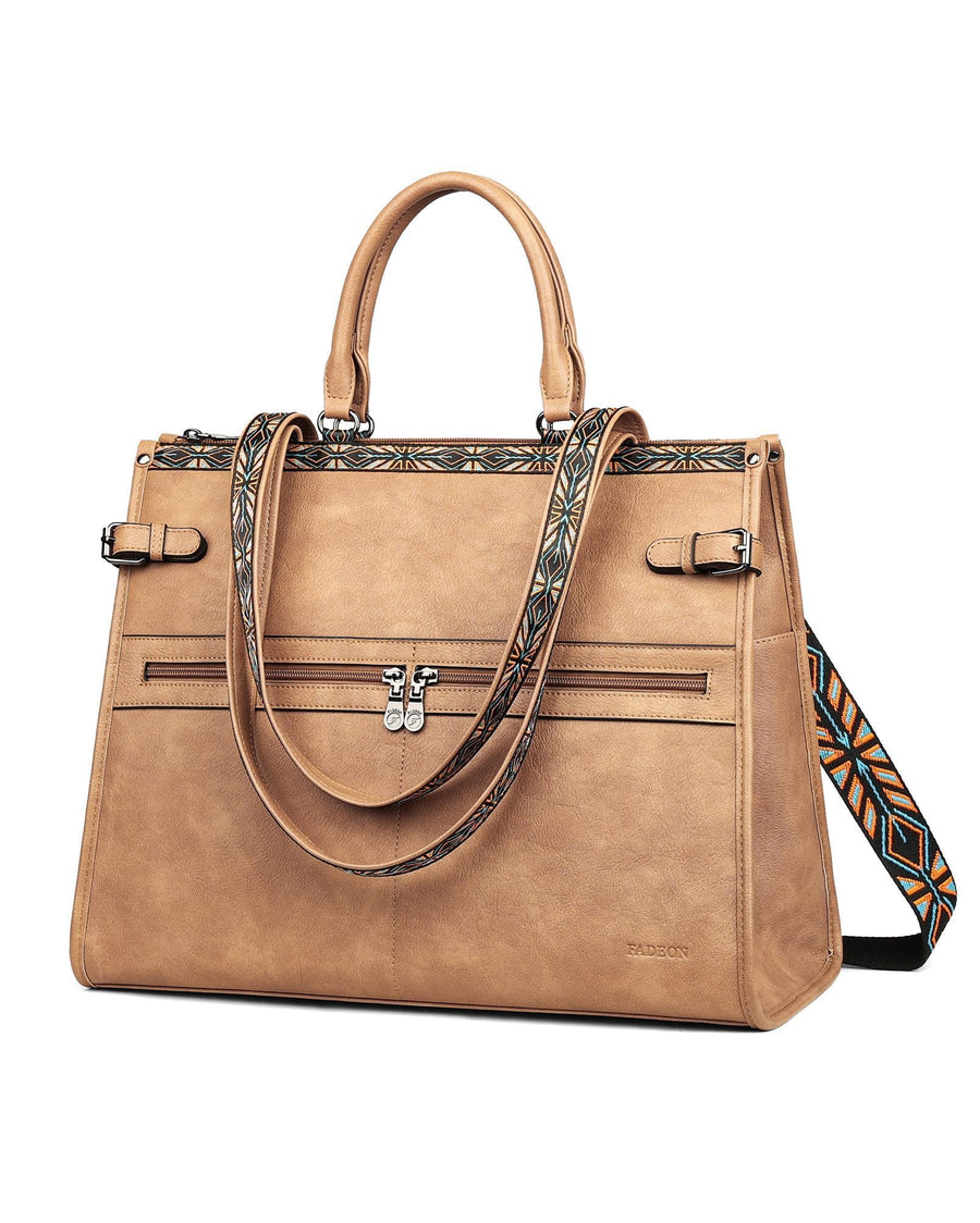 FADEON Laptop Bag for Women Designer PU Leather Large Tote Bags Packpack Purses with 15.6 Laptop Compartment Shoulder Handbag