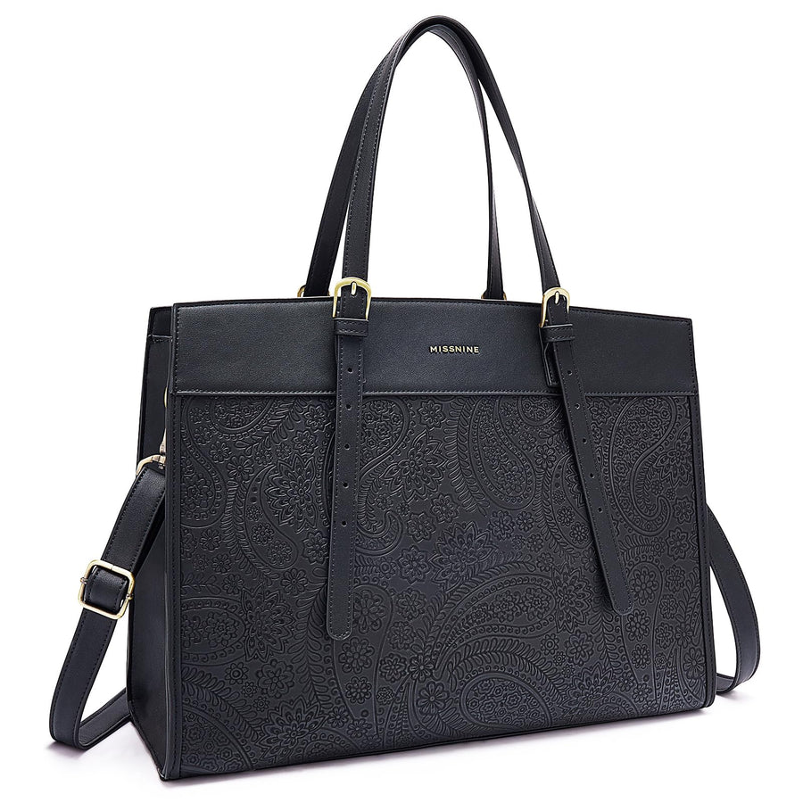 Laptop Tote Bag for Women 15.6 Inch Leather Work Bags Teacher Computer Purse Briefcase Handbag for Office, Travel