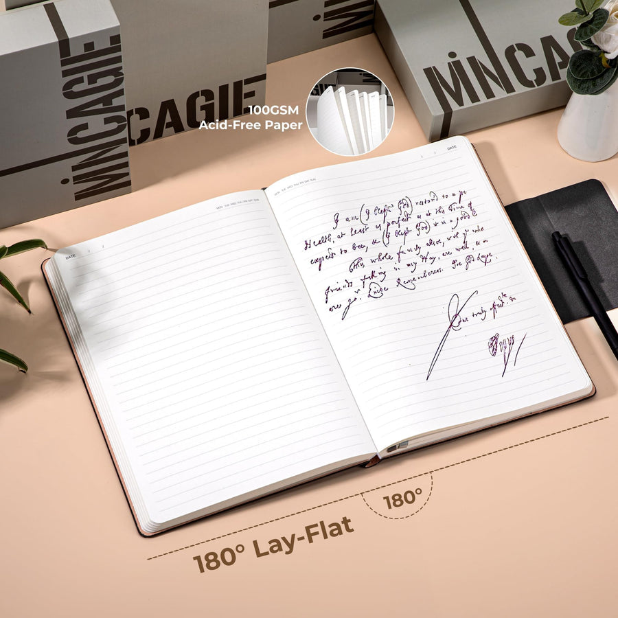 Lined Leather Journal for Men 320 Pages B5 Large Journaling Notebooks with 100 GSM Thick Paper Journals for Writing Notebook for Men & Women with Buckle Closure Work Travel Note Taking Diary, 7.28