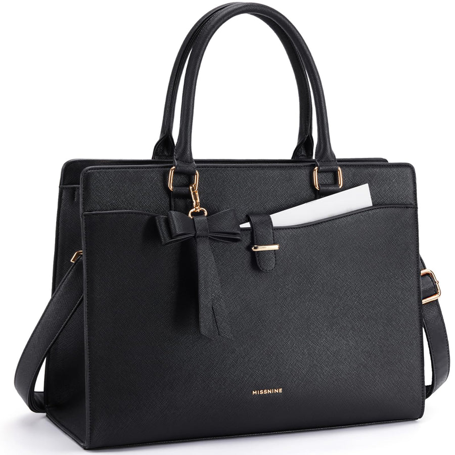 Laptop Tote Bag for Women 15.6 Inch Leather Work Bags Teacher Computer Purse Briefcase Handbag for Office, Travel