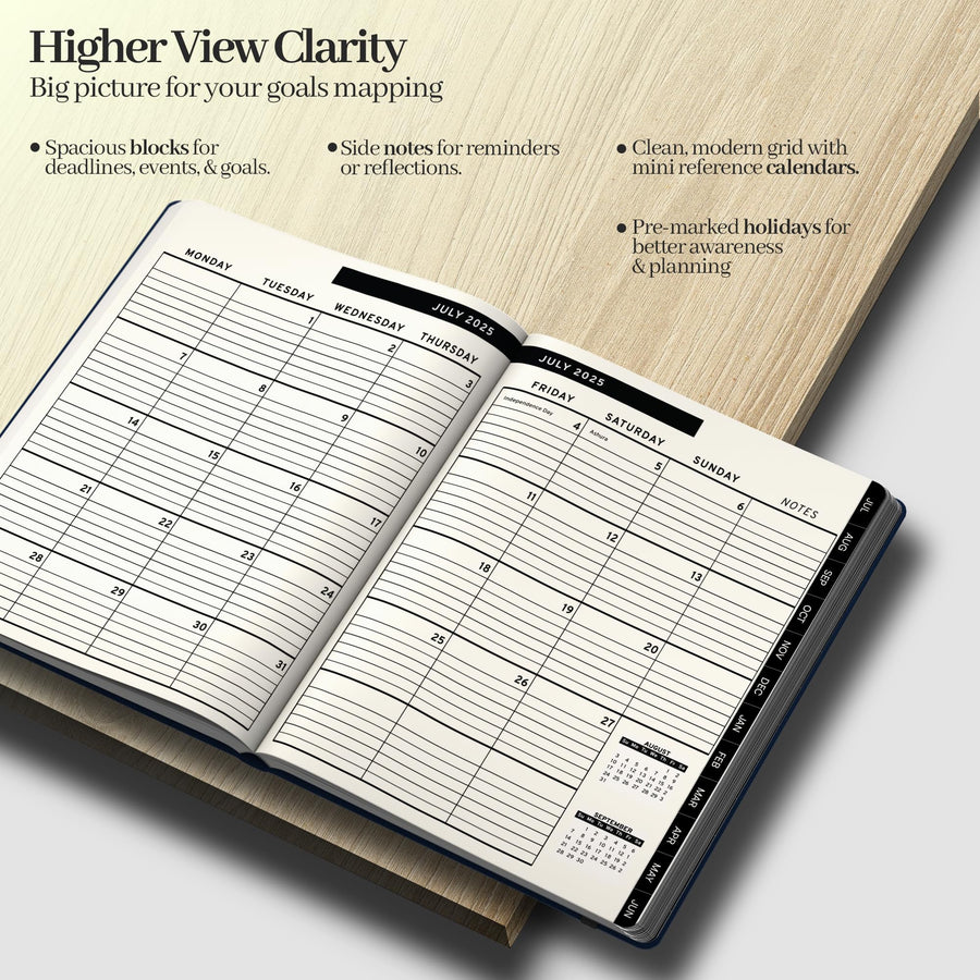 Ensight 2025-2026 HARDCOVER Leather Planner Weekly & Monthly - 8.5x11 Inches - Academic Planner Business Personal or Student - Pen Holder, Thick Paper, July 2025 - June 2026 (Brown)