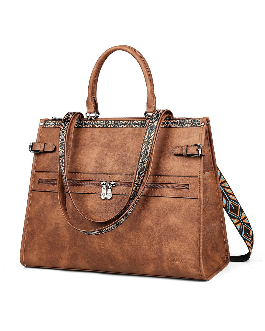 FADEON Laptop Bag for Women Designer PU Leather Large Tote Bags Packpack Purses with 15.6 Laptop Compartment Shoulder Handbag