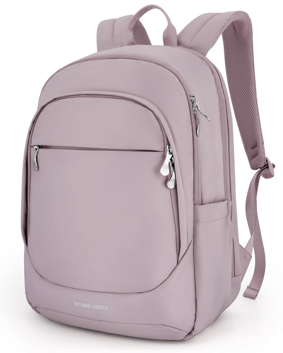 LIGHT FLIGHT Travel Laptop Backpack Women, 15.6 Inch Laptop Backpack with USB Charging Hole, Water Resistant College Bookbag, Black Computer Backpacks for Work, Champagne