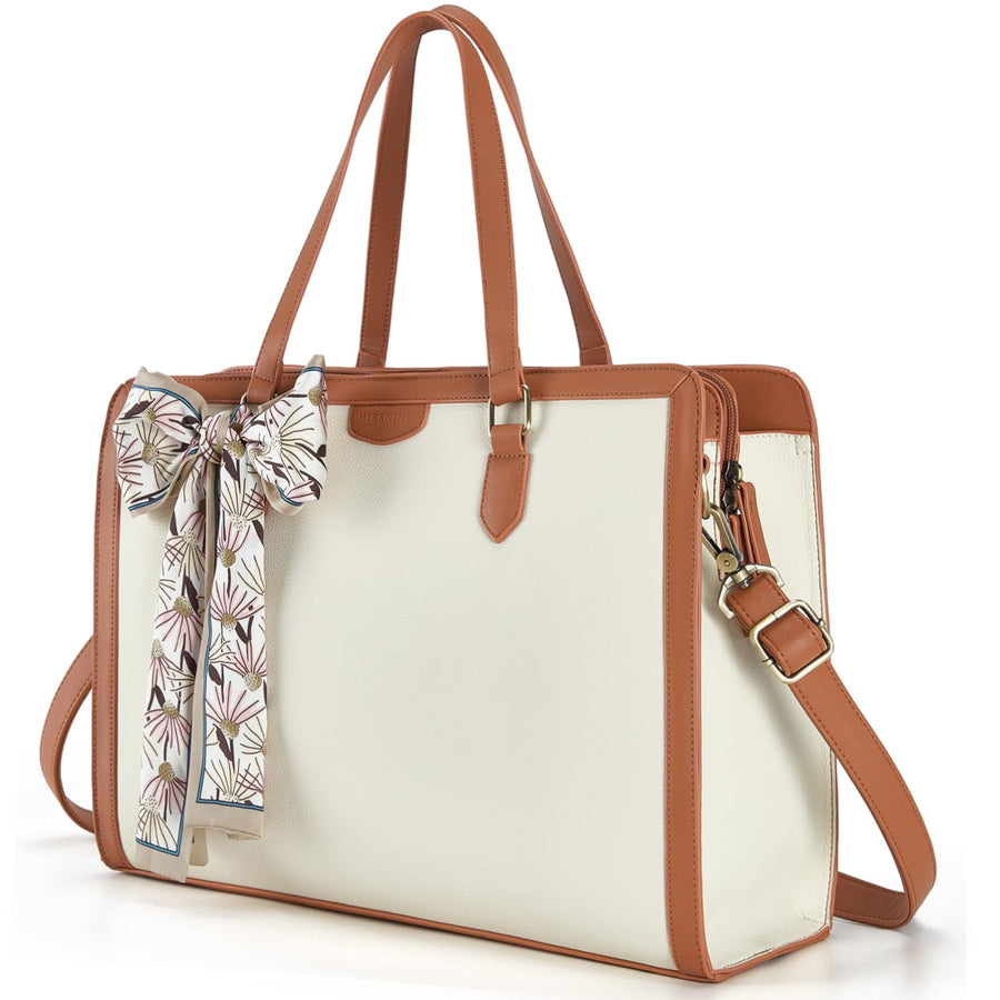 Laptop Tote Bag for Women 15.6 Inch Leather Work Bags Teacher Computer Purse Briefcase Handbag for Office, Travel